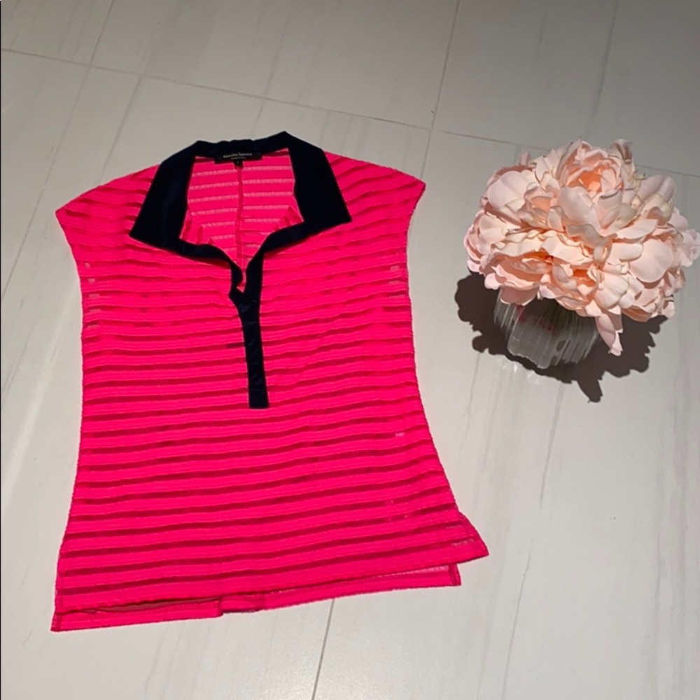 LIKE NEW NANETTE LEPORE BRIGHT PINK TOP W CAMISOLE